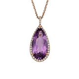 Amethyst, Diamond, Rose Gold Pendant-Necklace