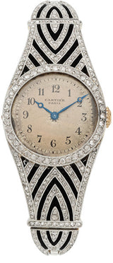 Art Deco Swiss Lady's Diamond, Platinum-Topped Gold Watch