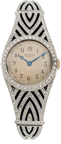 Art Deco Swiss Lady's Diamond, Platinum-Topped Gold Watch