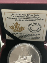 2015 $20 Fine Silver Coin Canada's First Submarines During the First World War