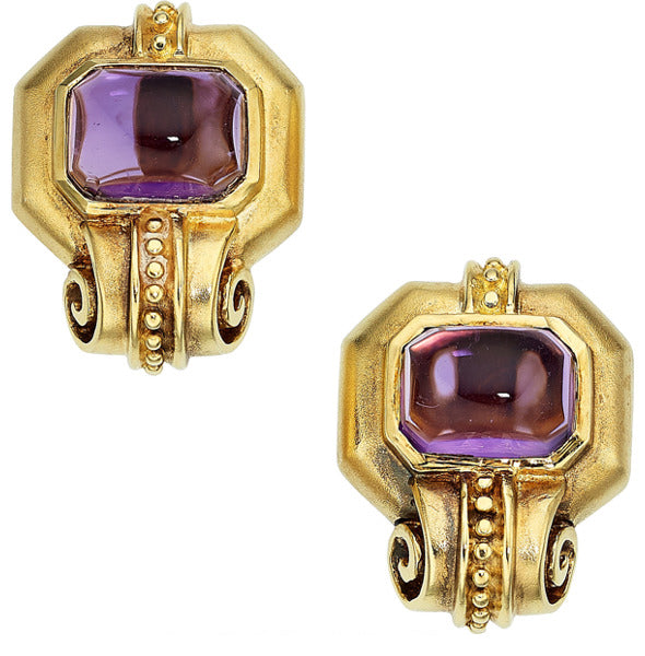Amethyst, Gold Earrings