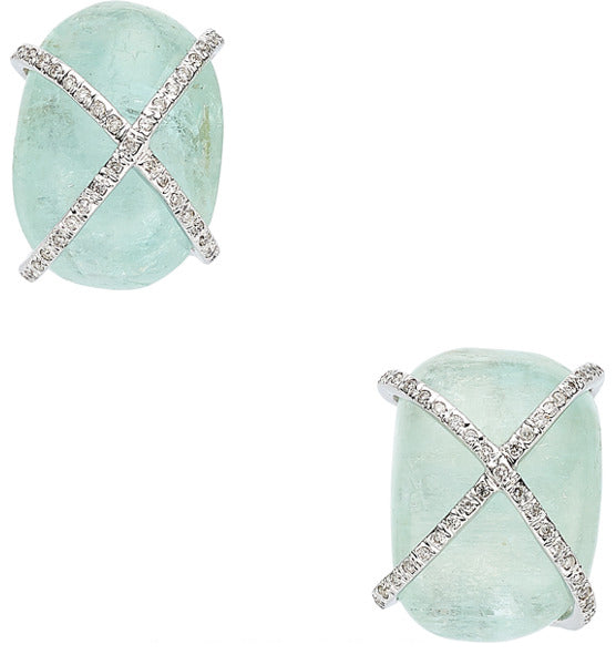 Aquamarine, Diamond, White Gold Earrings