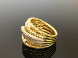 David Yurman Labyrinth Triple-Loop Ring with Diamonds in 18K Gold Size 7