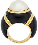 Black Onyx, Mabe Pearl, Gold Ring