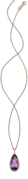 Amethyst, Diamond, Rose Gold Pendant-Necklace