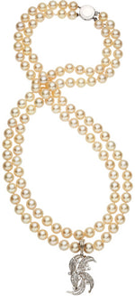 Cultured Pearl, Diamond, White Gold Necklace