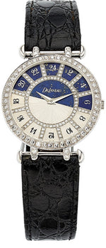 DeLaneau Lady's Diamond, Lapis Lazuli, White Gold Watch