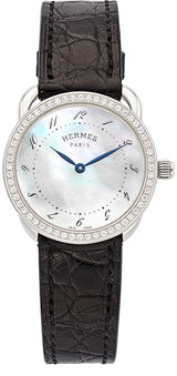 Hermes Lady's Diamond, Mother-of-Pearl, Stainless Steel Arceau TPM Watch