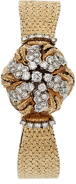 Mathey Tissot Lady's Diamond, Gold Covered Dial Watch