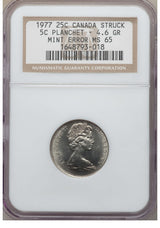 Canada: Elizabeth II Mint Error 25 Cents 1977 MS65 NGC