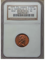 Canada: Elizabeth II Mint Error 25 Cents 1979 MS64 Red NGC