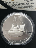2015 $20 Fine Silver Coin Canada's First Submarines During the First World War