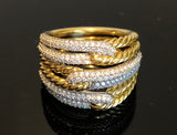 David Yurman Labyrinth Triple-Loop Ring with Diamonds in 18K Gold Size 7