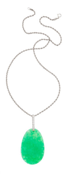 Jadeite Jade, Diamond, White Gold Pendant-Necklace, Eli Frei