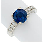 Sapphire, Diamond, White Gold Ring