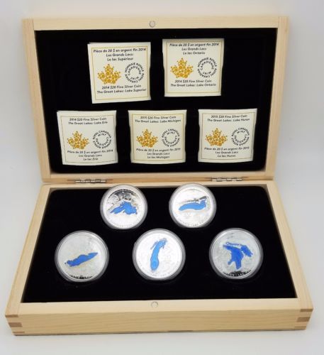 2014/2015 Royal Canadian Mint 20 Silver Coins The Great Lakes